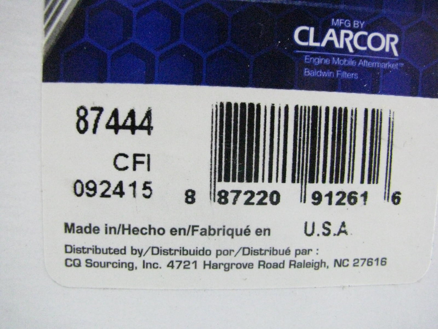 Carquest 87444 Air Filter Replaces CA8507 42444 LAF5802 PA3901 P607255 PA3901