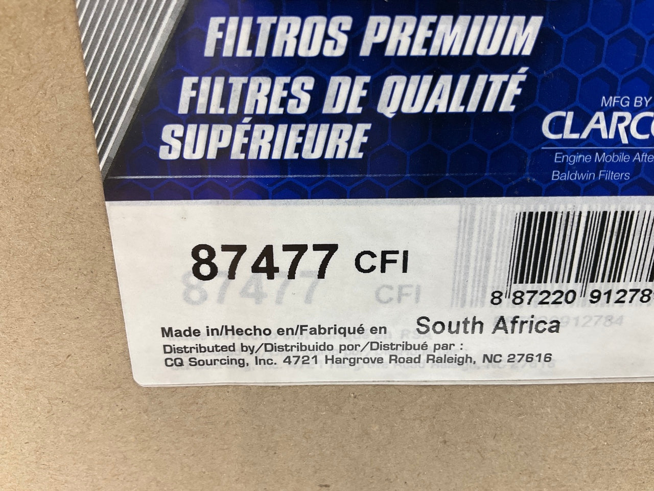 Carquest 87477 Air Filter For JCB Equipment - Used W/ 42478