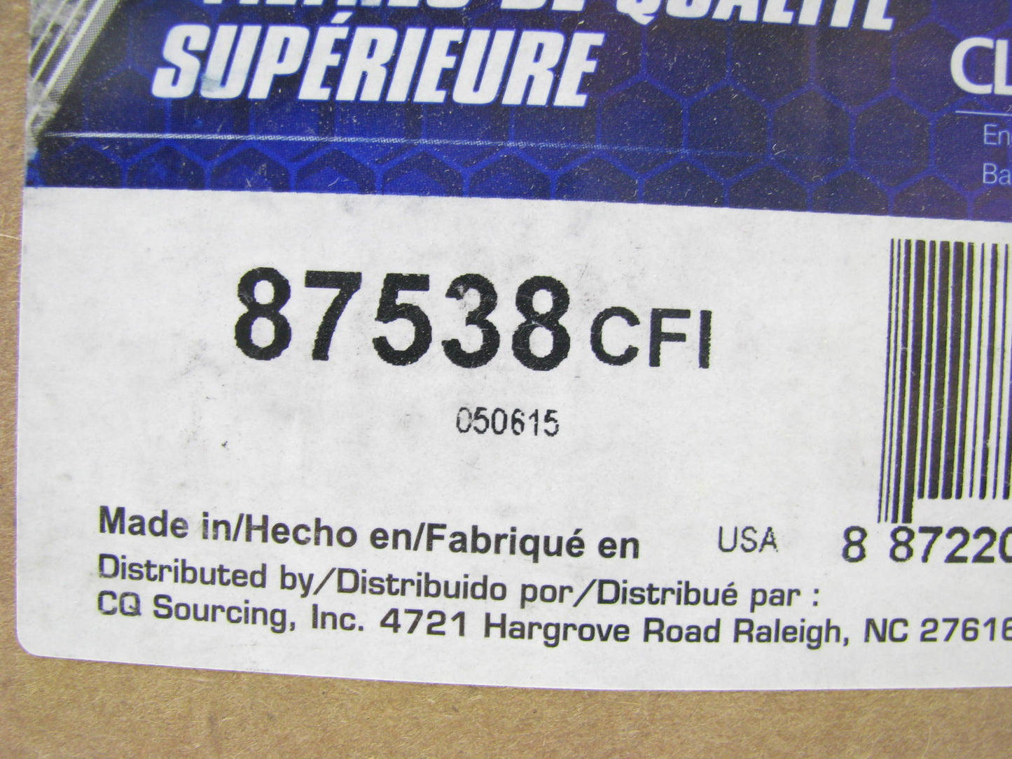 Carquest 87538 Air Filter Replaces: 42538 A43265 2538 LAF1910 AF559 AF1954