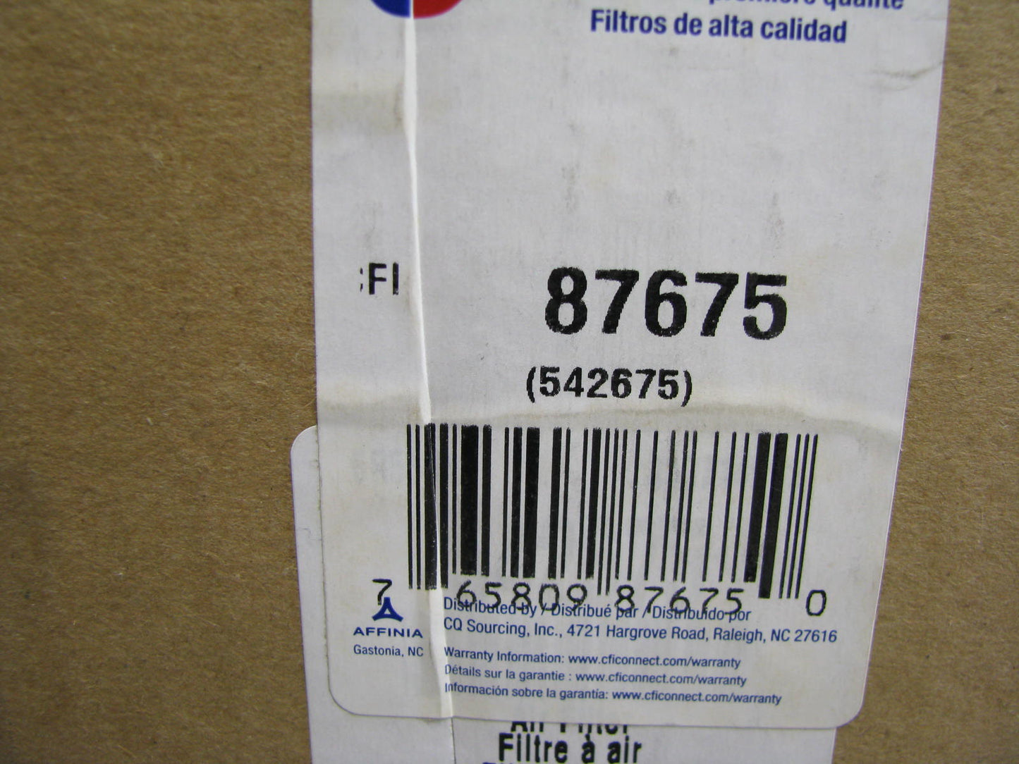 Carquest 87675 Air Filter Replaces 42675 AF3019 CA1534SY PA2368 AF422 LAF416AM