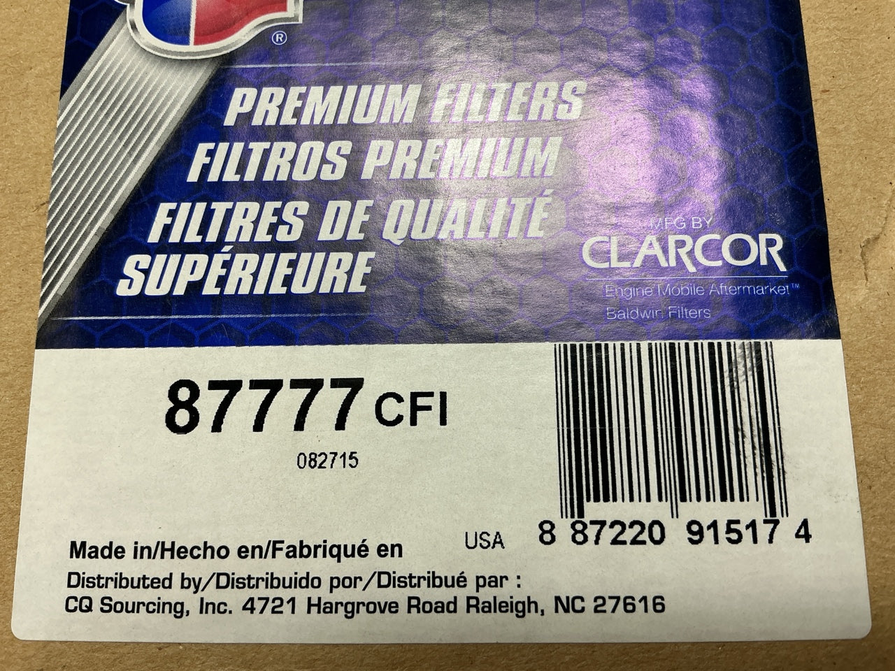 Carquest 87777 Air Filter Replaces 42777 AF3308 LAF6662 AF562 CA2554 AF958M