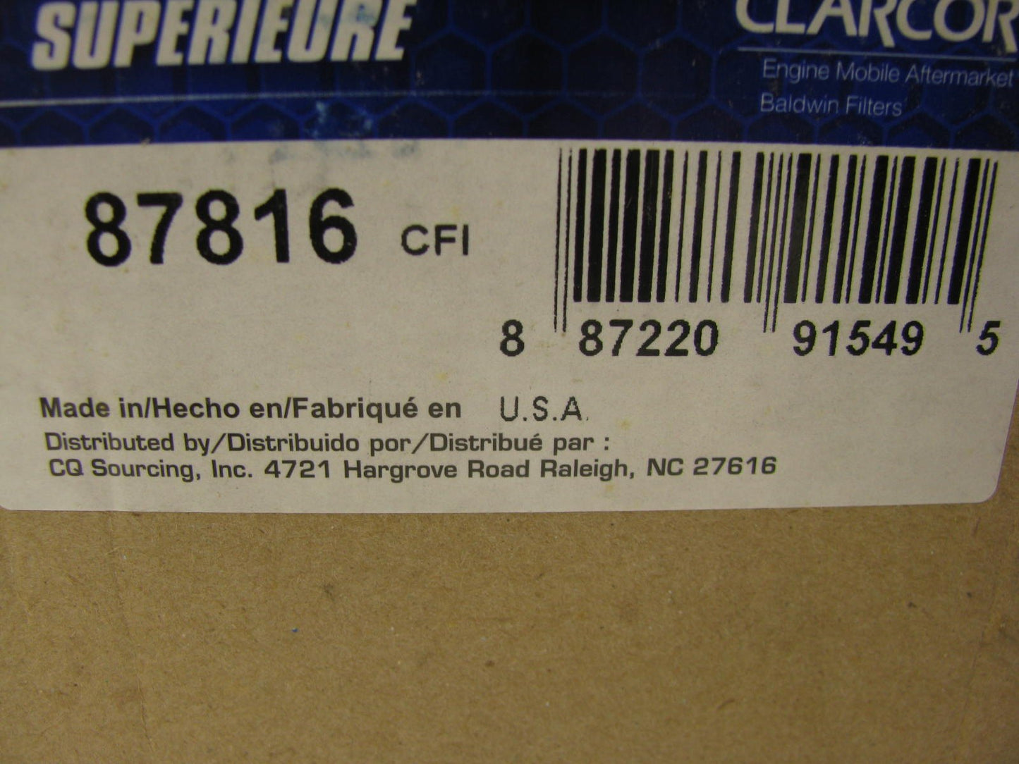 Carquest 87816 Air Filter Replaces: 42816 42331 LAF9543 AF2419 AF25618 P780523
