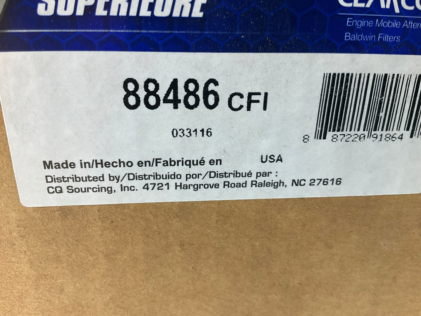 Carquest 88486 Inner Air Filter Replaces 46486 LAF1957 PA3657 AF4847 P526909
