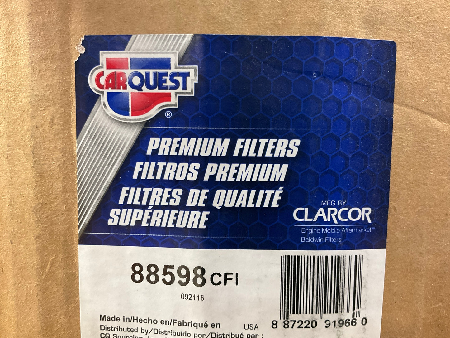 Carquest 88598 Air Filter Replaces WIX 46598, Fram CA2558, 3I1063, P526509