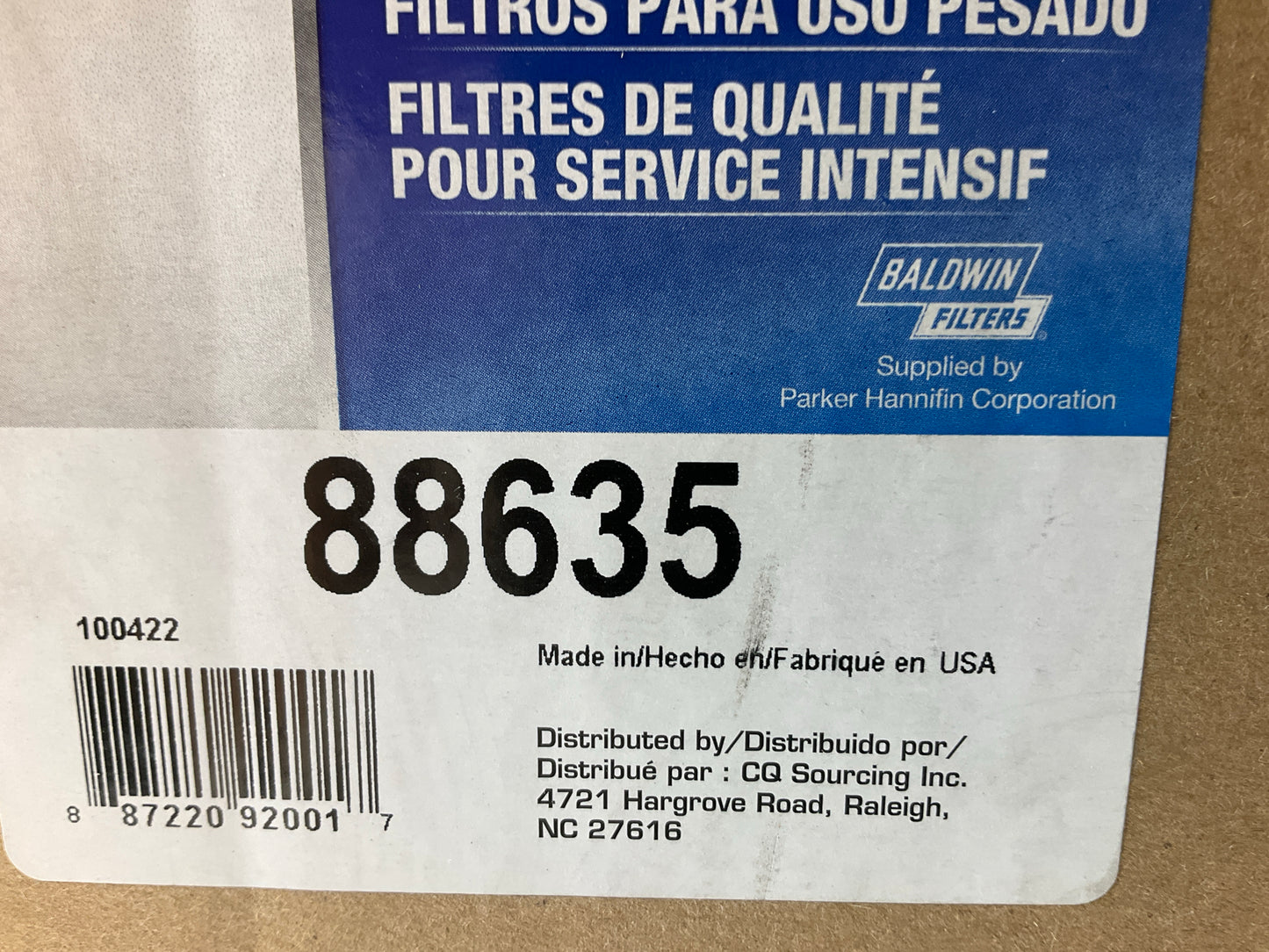 Carquest 88635 Air Filter For Elgin Sweeper - P525423, PA3487, 3I1442, 7072916