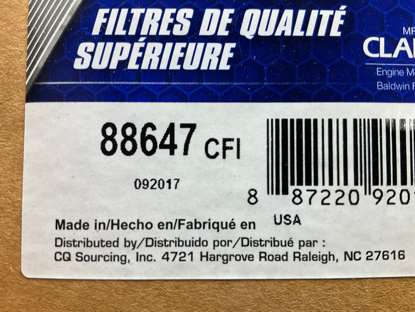 Carquest 88647 Air Filter - Replace 16546-Z9100, 46647, CA9250, LAF5770, P536577