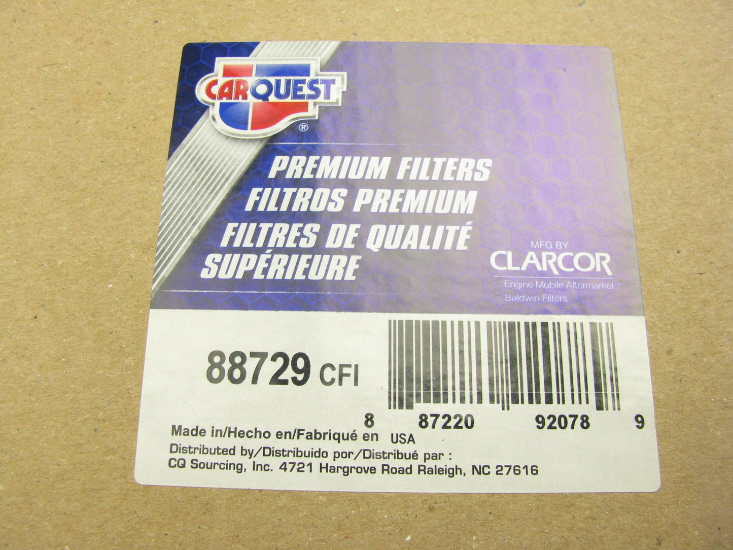 Carquest 88729 Air Filter Replaces: WIX 46729, BALDWIN RS3827