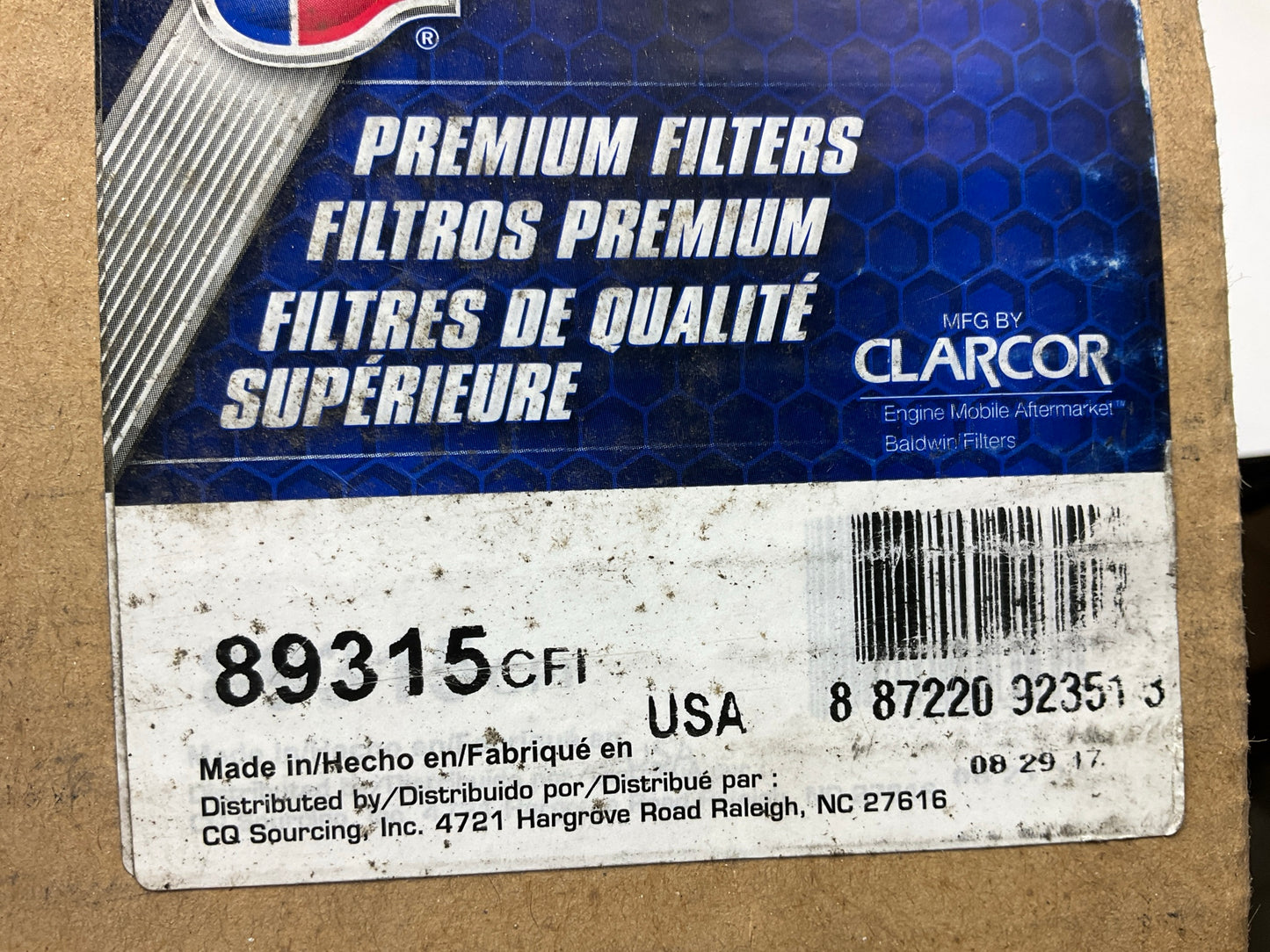 Carquest 89315 Cabin Air Filter - Replaces PA4654KIT, 240883A1, 303748A1, 24315