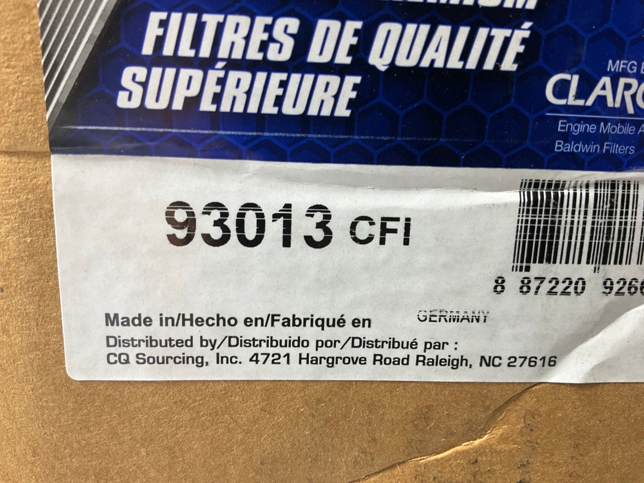 Carquest 93013 Heavy Duty Air Filter Replaces WA10013 130941502 LAF8616 CAK5655