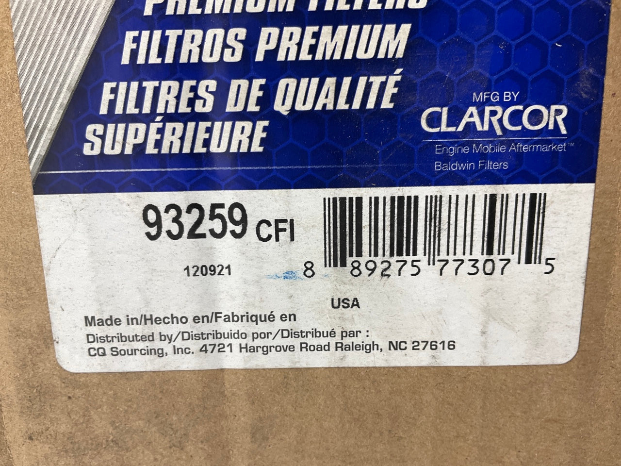 Carquest 93259 Air Filter - Replaces 6I2506, 46592, CA7480SY, P532506, RS3511