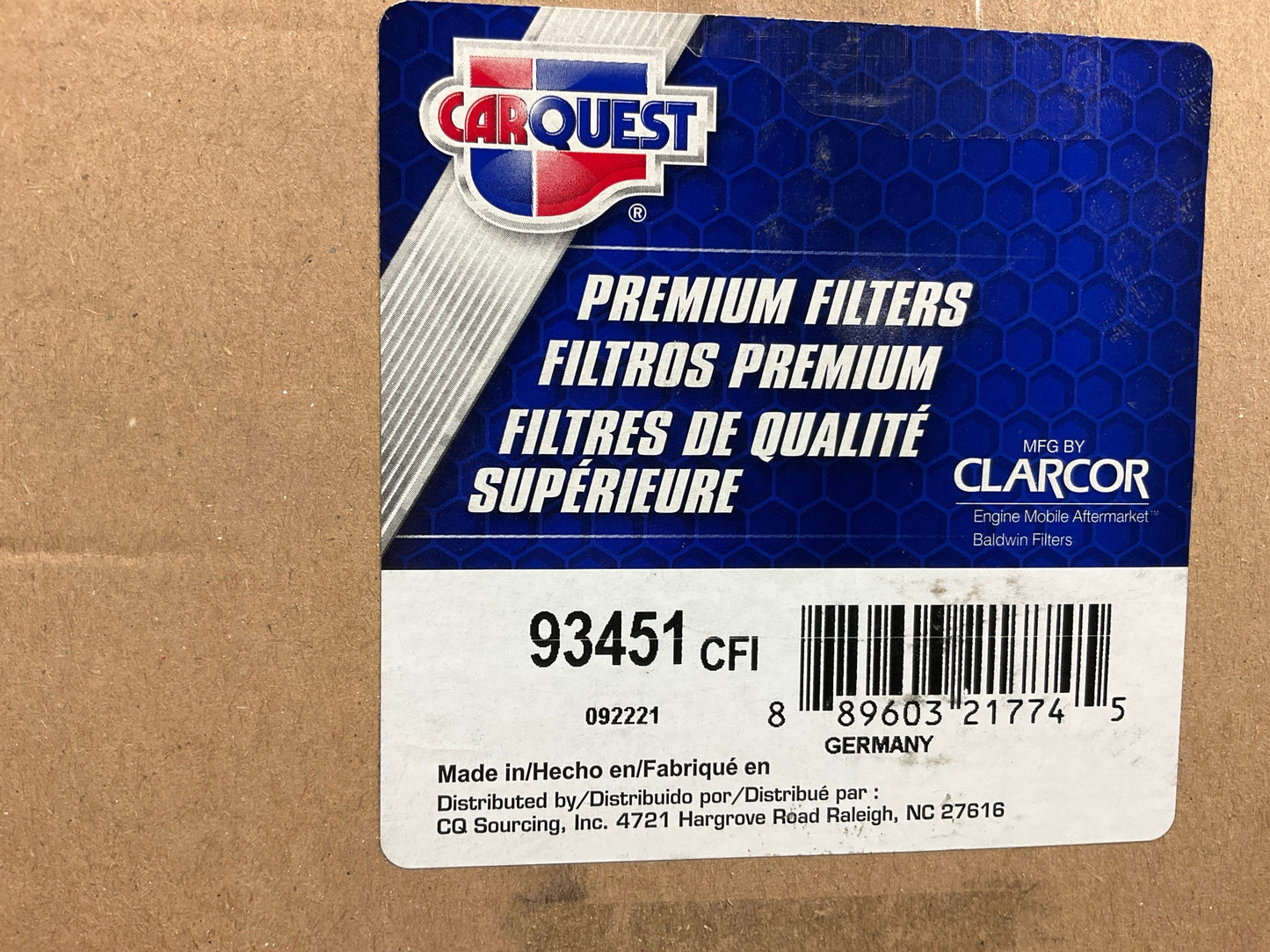 (2) Carquest 93451 Cabin Air Filter For CAT - Replaces 363-9402; PA30001