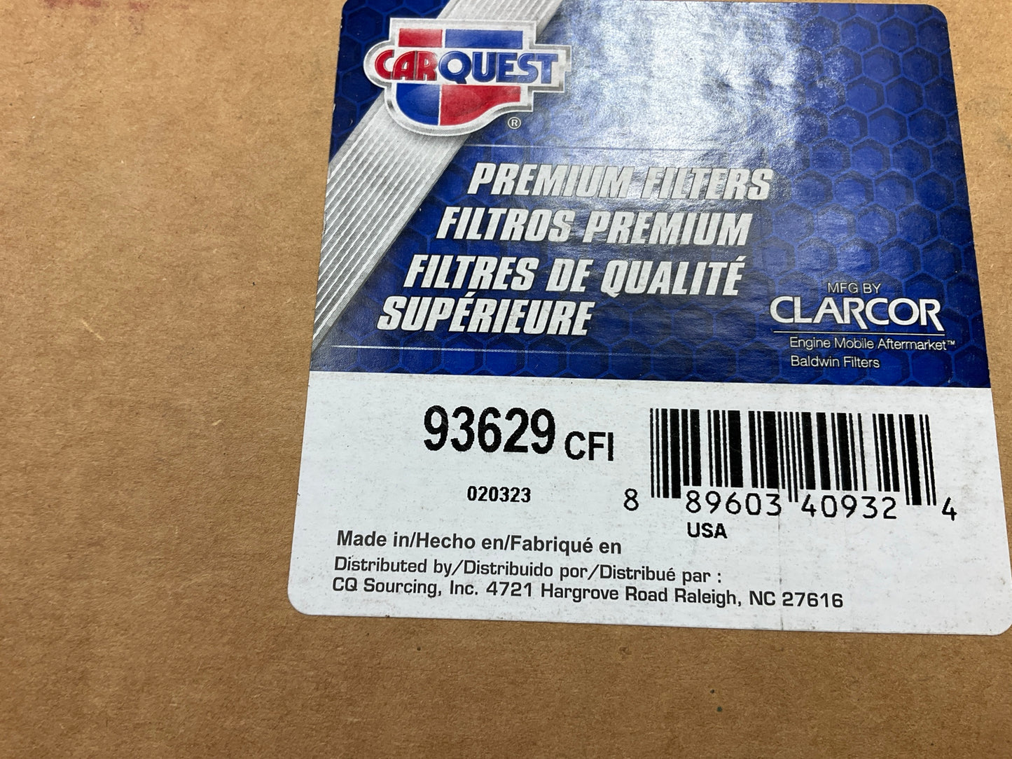 Carquest 93629 Cabin Air Filter Replaces 71393893 AF55807 PA30064