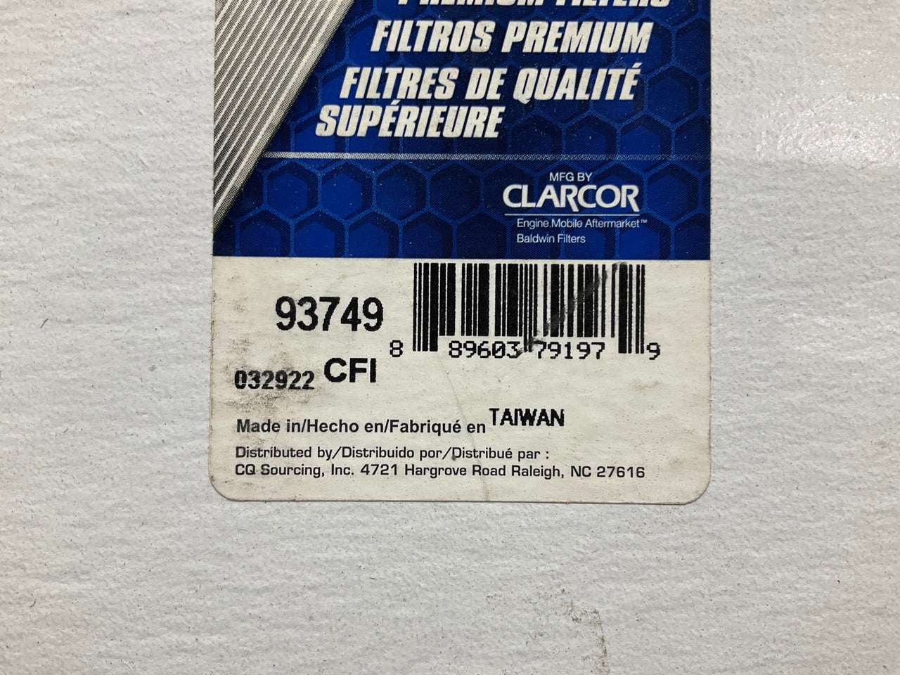 Carquest 93749 Cabin Air Filter Replaces FYA00001490R FYA00001490 WP10180