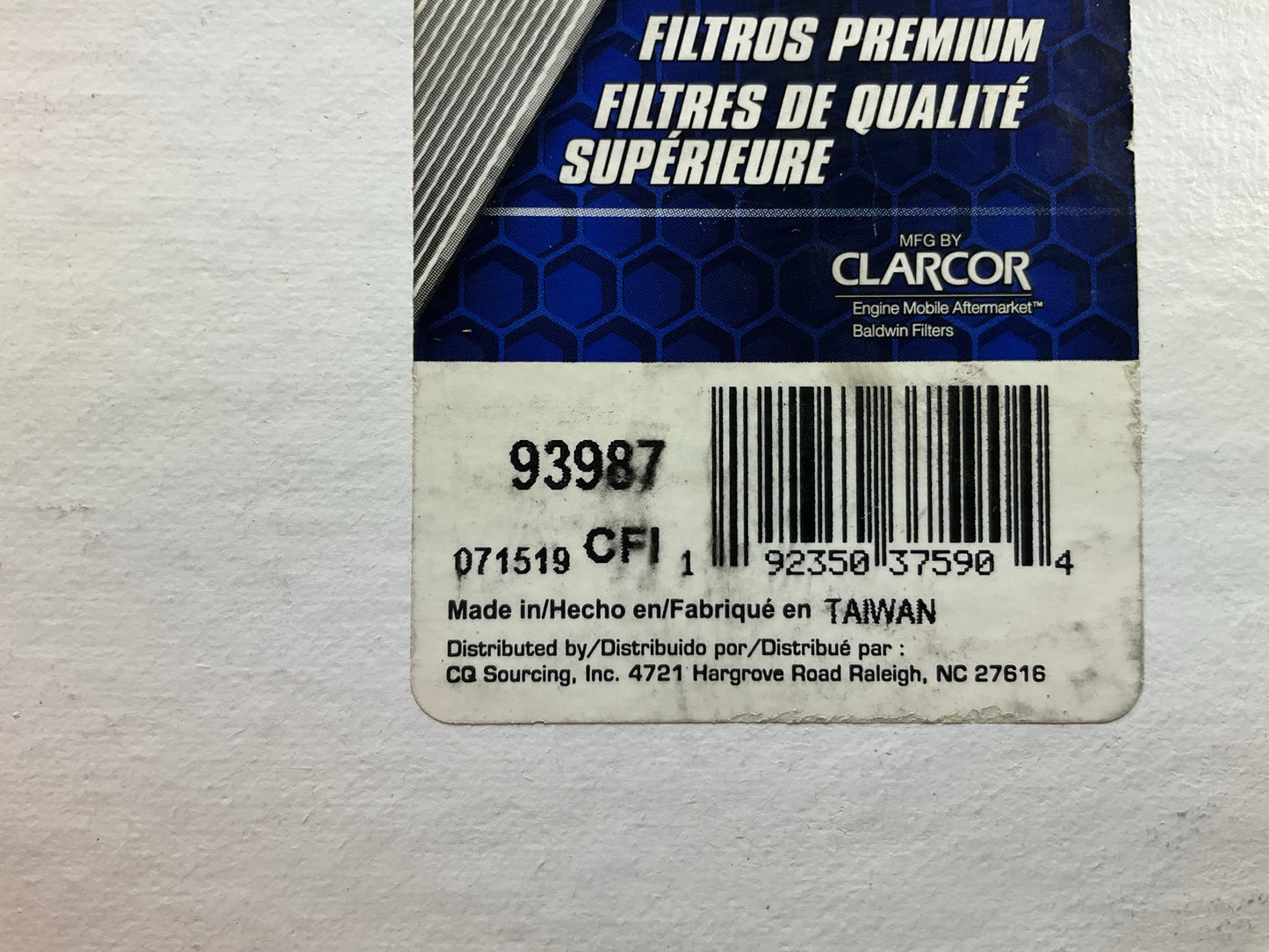 Carquest 93987 Cabin Air Filter For Komatsu 4230752410, PA30272, SC80097