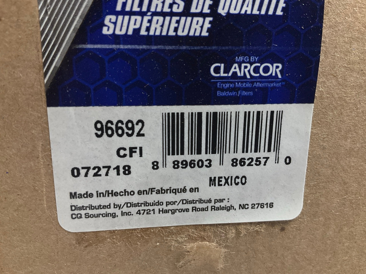 Carquest 96692 Fuel Water Separator Filter - Baldwin PF46092