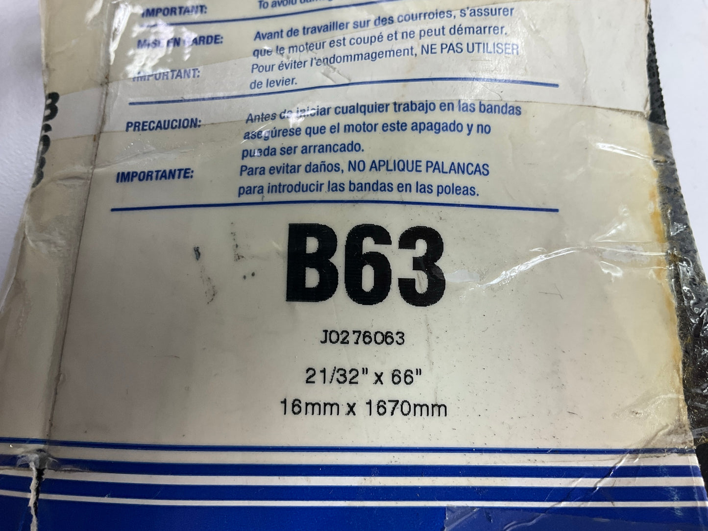 Carquest B63 Industrial Accessory Drive Belt - 21/32'' X 66''