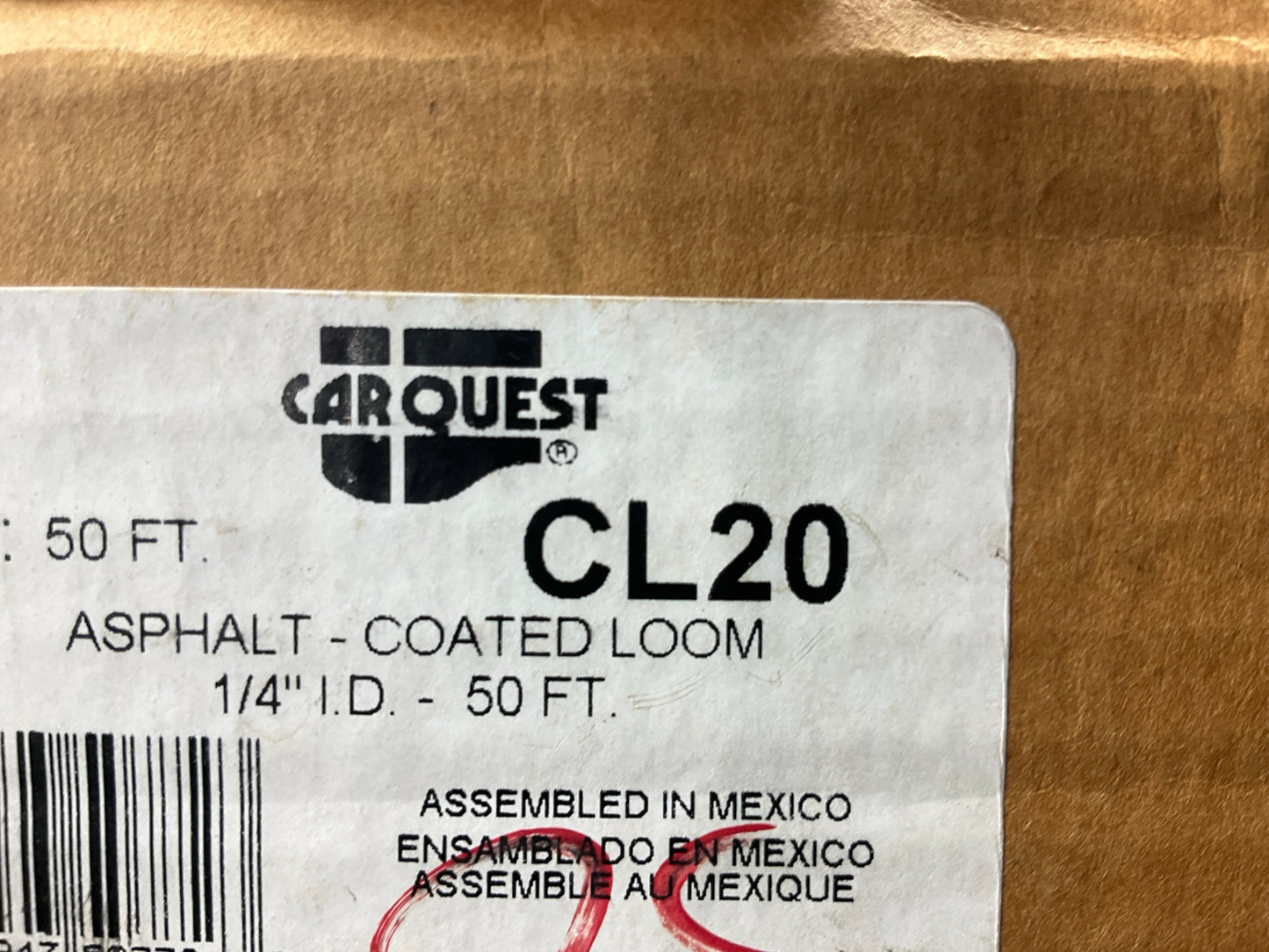 Carquest CL20 Asphalt Coated Wire Loom, 1/4'' X 50'