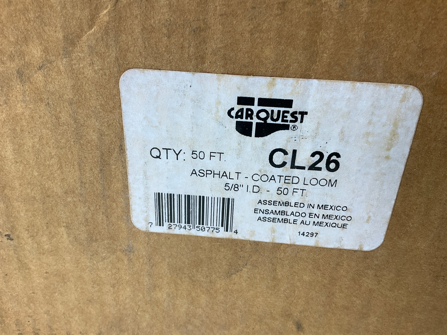 50 FEET Roll - Carquest CL26 Asphalt Coated Wire Conduit Loom 5/8'' ID
