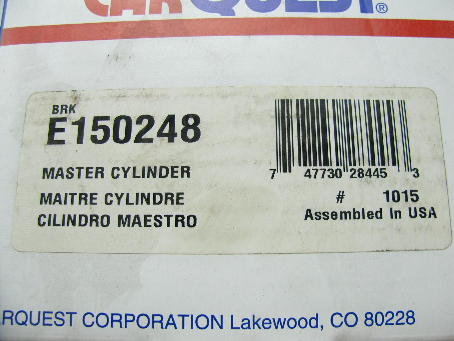 Carquest E150248 Brake Master Cylinder W/O ABS ONLY