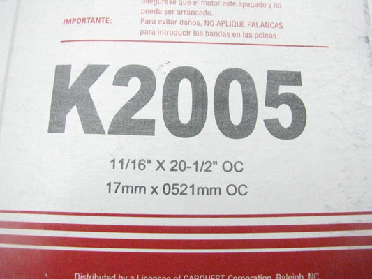 Carquest K2005 Serpentine Belt - 0.69'' X 20.736'' - 5 Ribs
