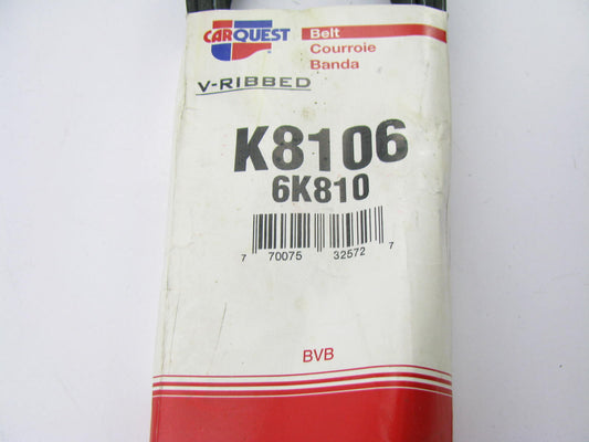 Carquest K8106 Serpentine Belt - 0.84'' X 81.50'' - 6 Ribs
