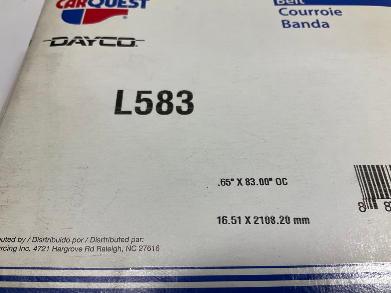 Carquest (By Dayco) L583 Lawn & Garden Power Equipment Drive Belt, 5/8 X 83''