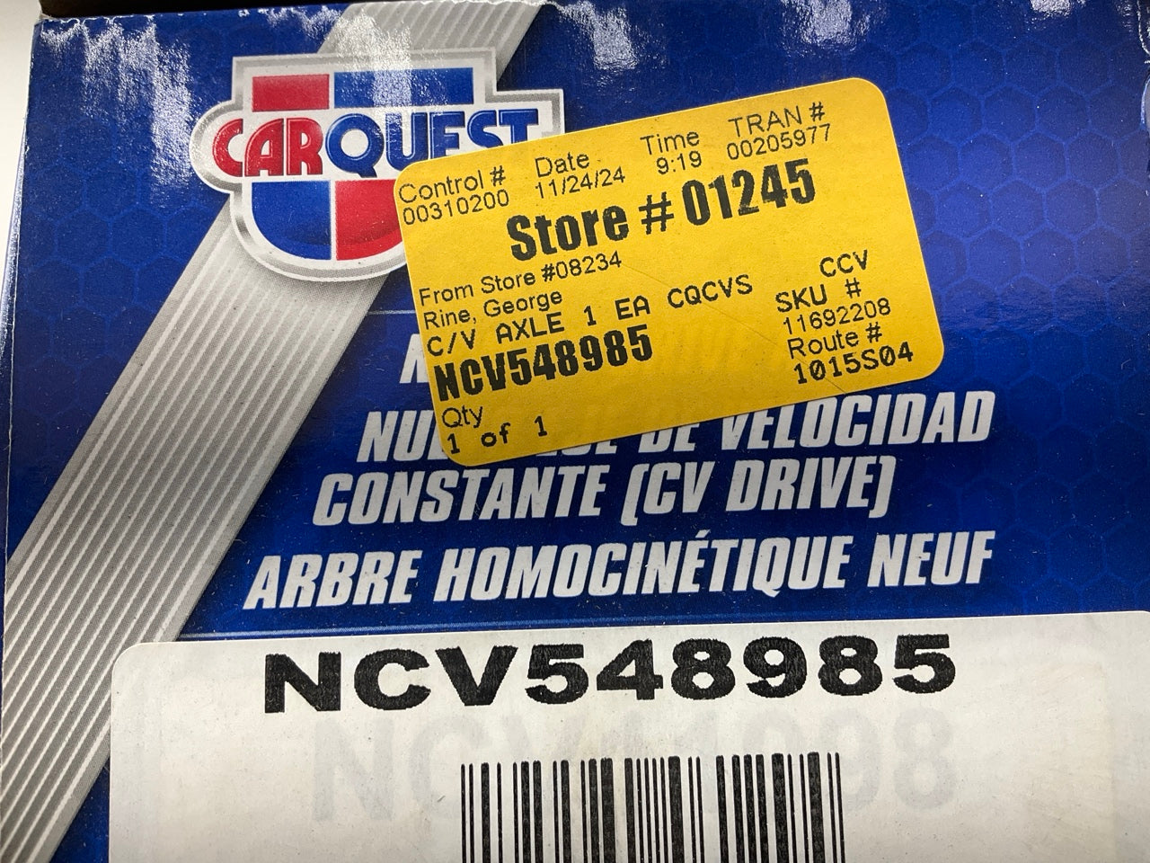 Carquest NCV548985 Front Left CV Axle