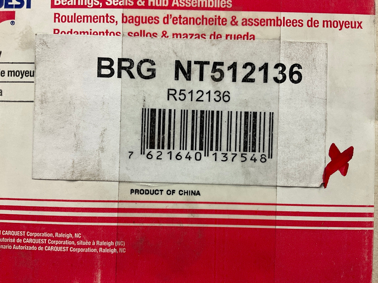 Carquest R512136 Rear Wheel Hub Bearing