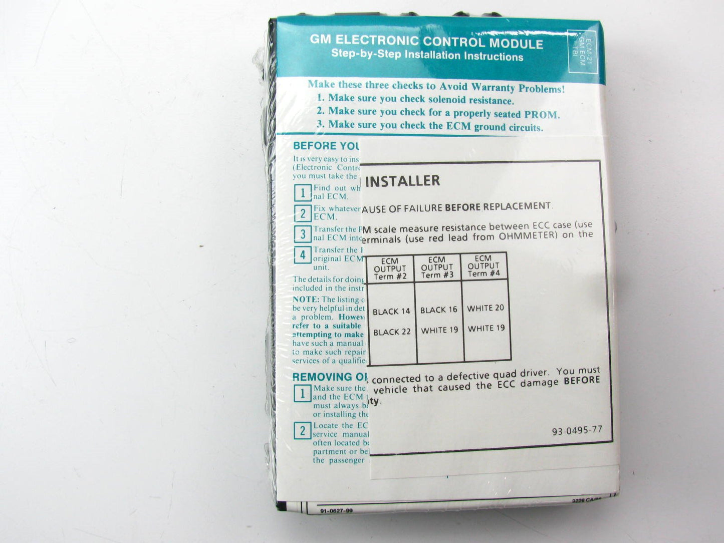 REMAN. Carter 301-005 Engine Control Computer Module ECU ECM GM 1226100