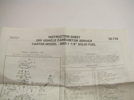 Carter 902-855B Carburetor Rebuild Kit - Holley 2-BBL Model 2300