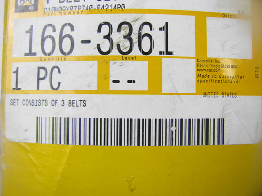 NEW - OEM 166-3361 Accessory Drive Belt Set - 1/2'' X 75'' For CAT 12H NA 140H NA