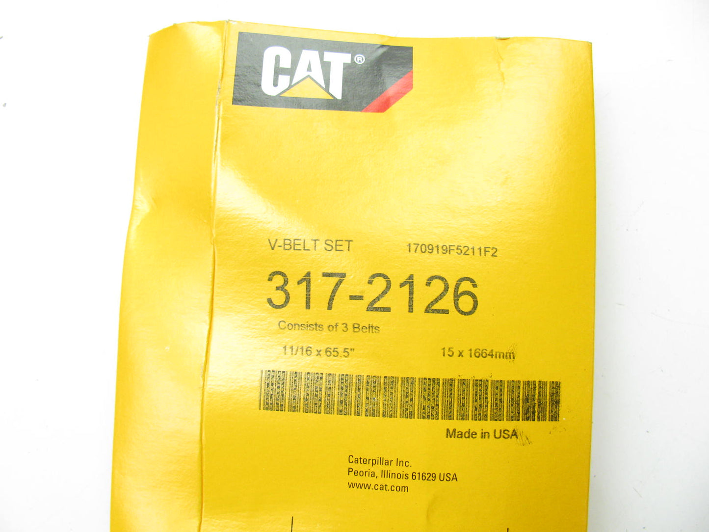 SET OF (3) 317-2126 Cogged V-Belt - 11/16'' X 65.5'' / 15 X 1664mm For CAT