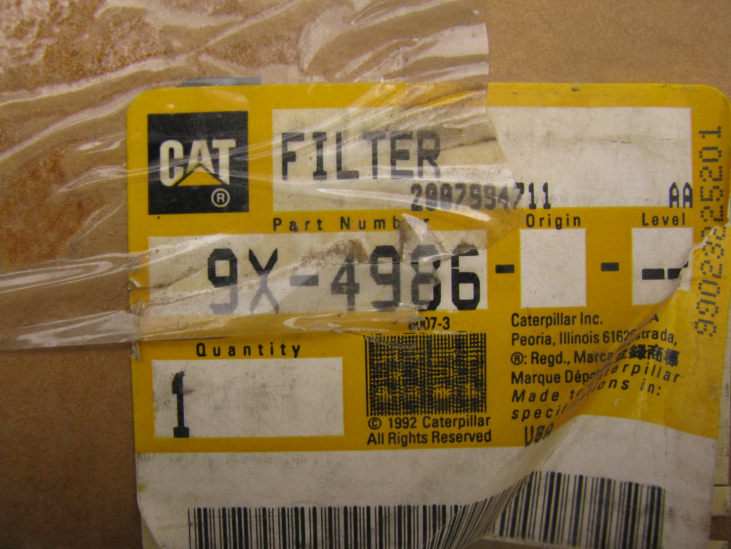 NEW - OEM 9X-4986 Cabin Air Filter Replaces PA3829 4314 24314 For CAT Graders