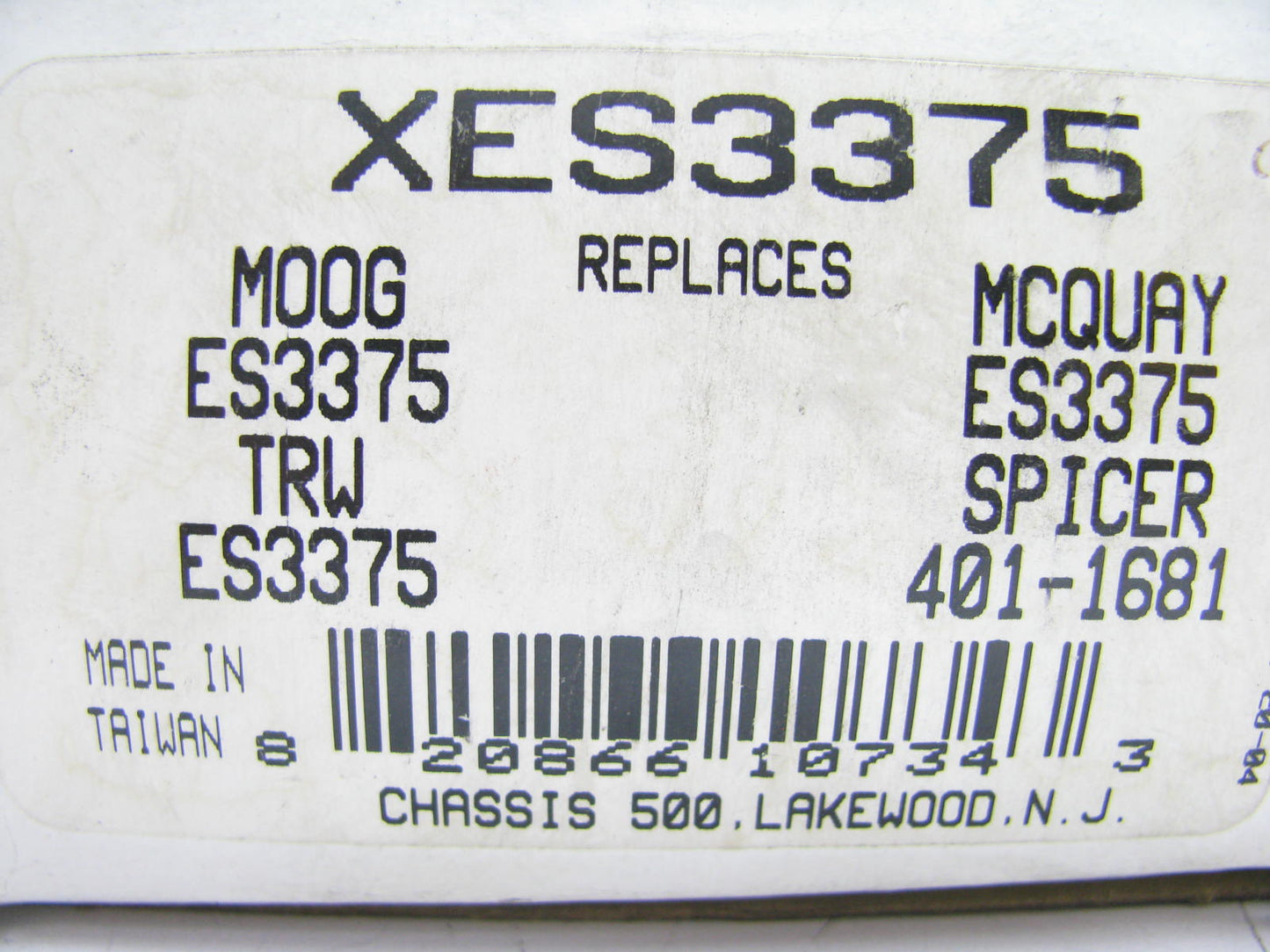 (2) Chassis 500 XES3375 Steering Tie Rod End - Front Outer