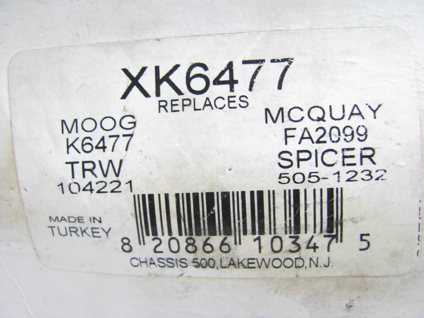 Chassis 500 XK6477 Suspension Ball Joint - Front Lower