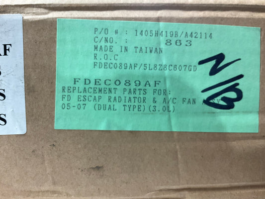 Chin Lang CL4246A Radiator Condenser Fan Assembly For 2005-2007 Ford Escape 3.0L