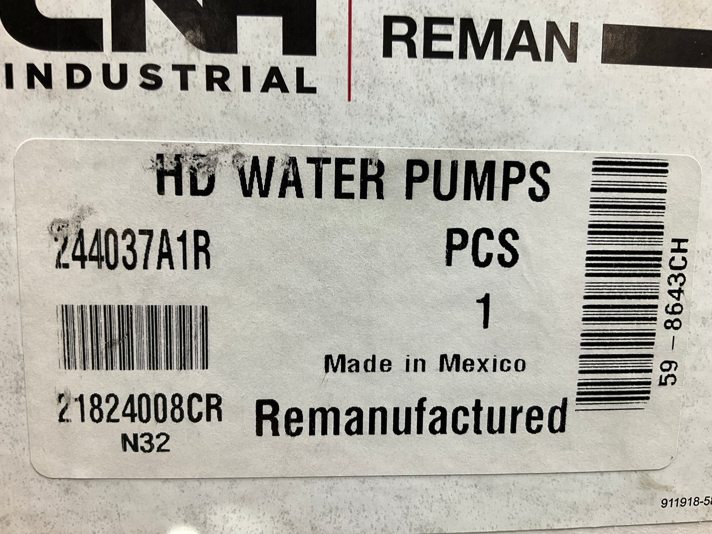 REMAN. OEM For Case 244037A1 Water Pump 1959818C1, MG508161, 508161, 508241