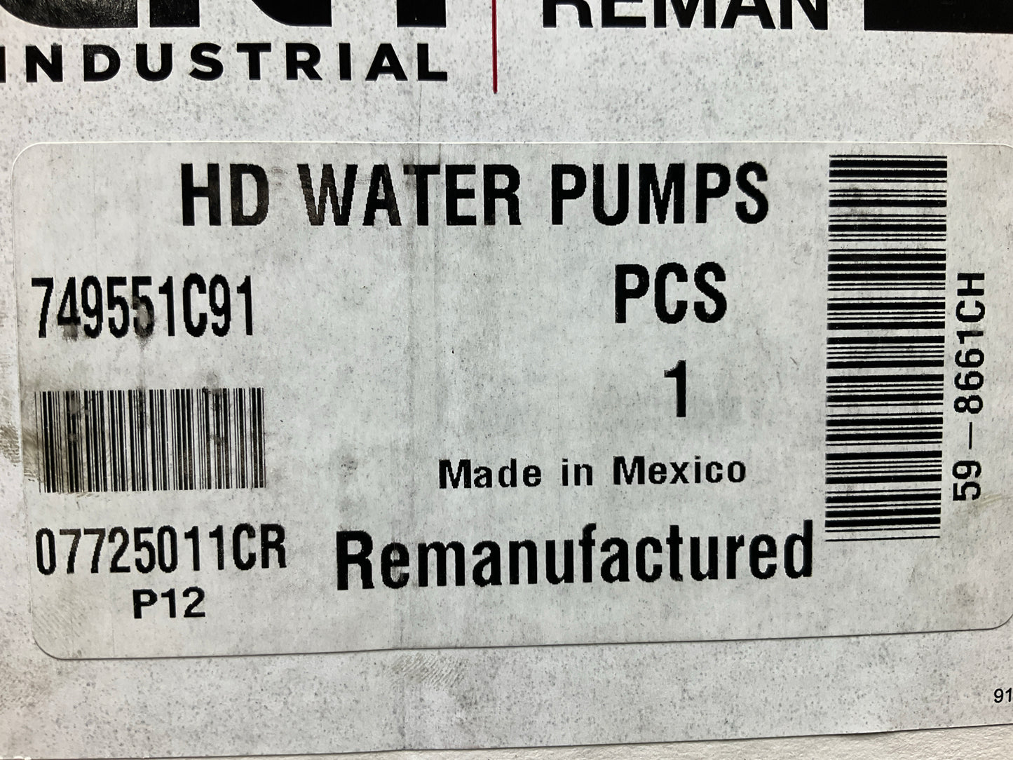 REMAN. For Case OEM 749551C91 Water Pump D361 D407 DT-361 DT-407 701335C92