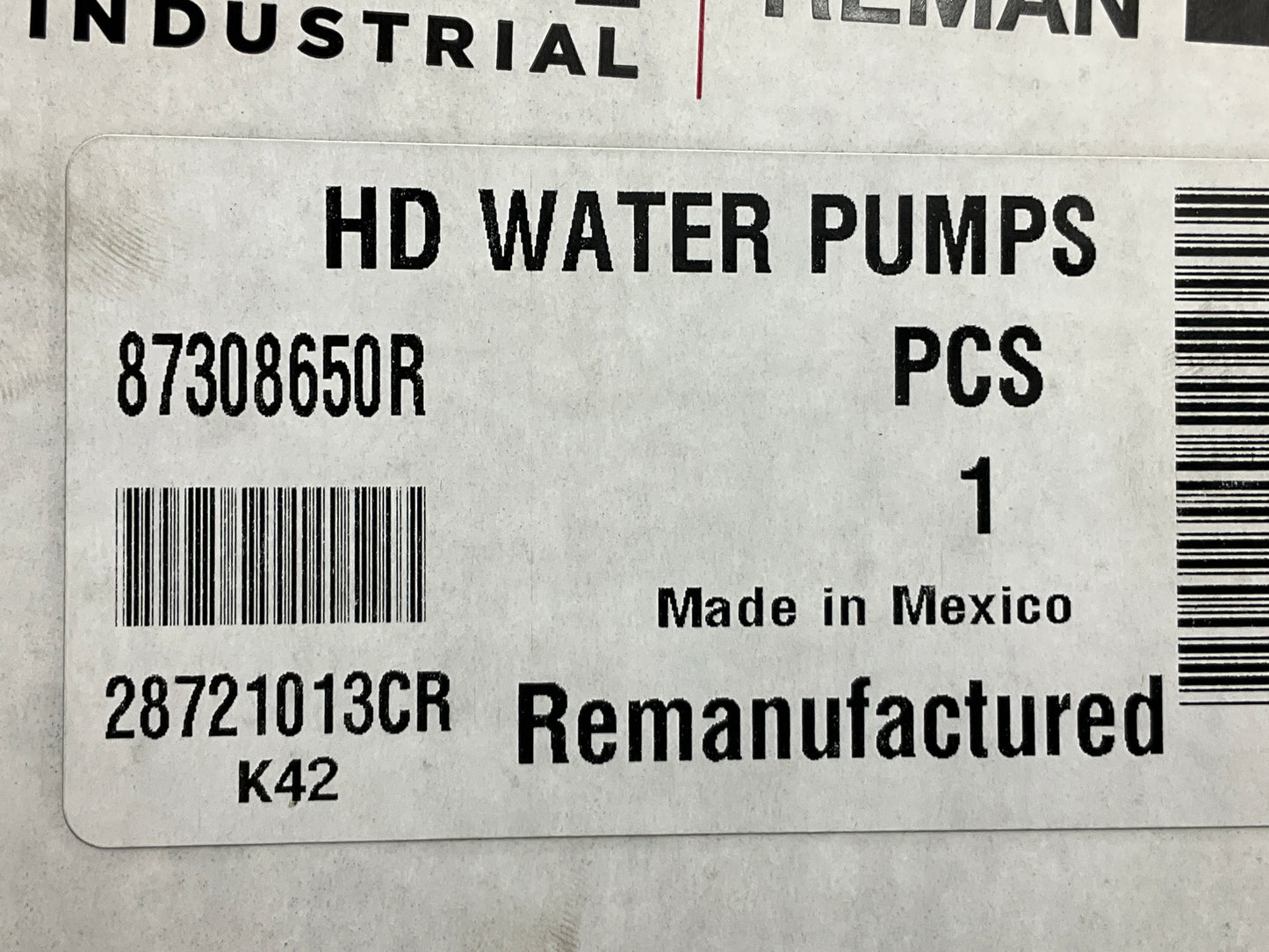 REMAN. - OEM 87308650 Engine Water Pump For Case Cummins 6TAA-8304, 6TAA-9004