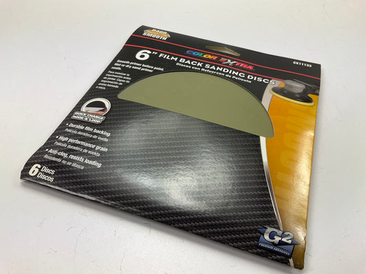 Pack Of 6 - Color Extra CX11133 6'' Film Back Sanding Discs P400 400 Grit SMOOTH