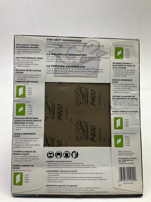 Color Extra CX16400G2 Sandpaper Sheets 9''x11'', 25 Sheets, Waterproof, P400 Grit
