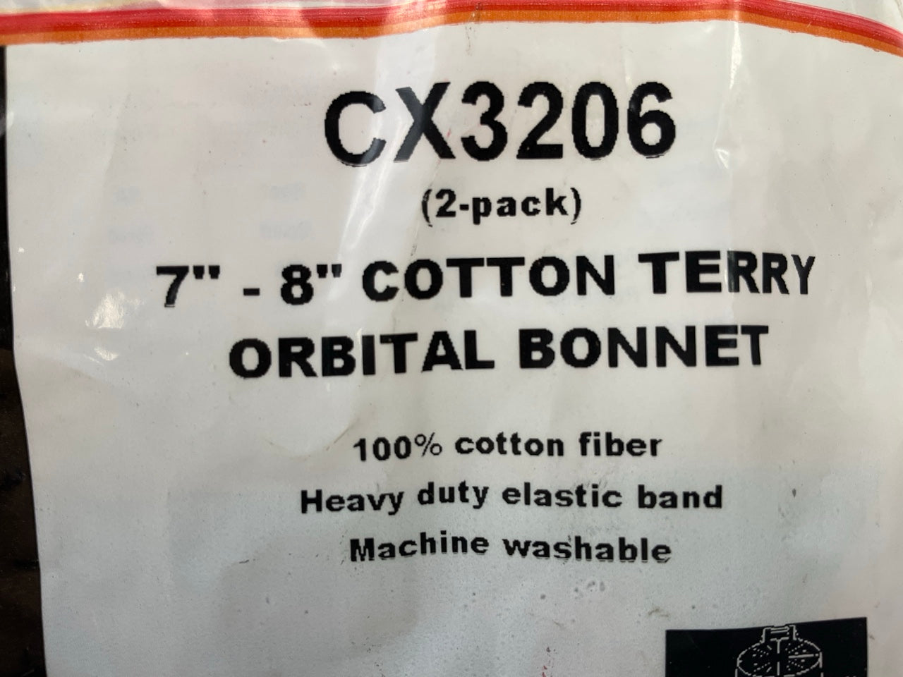 2 Color Extra CX3206 7''-8'' Cotton Terry Orbital Bonnet Elastic Band Buffing Pad