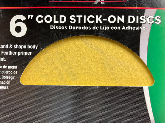 (2) Pack Of 25 Color Extra CX8252 6'' Gold Stick On Sanding Disc 180 Grit Shape