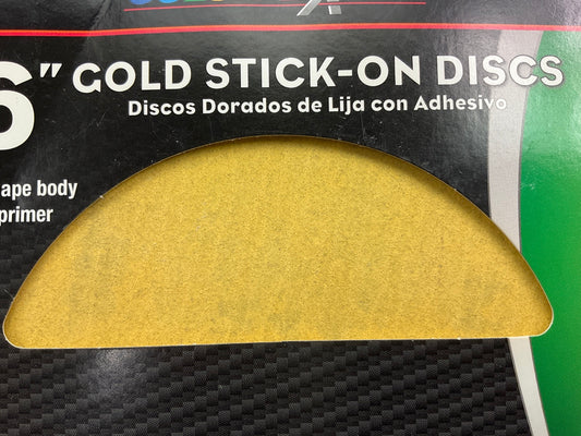 Pack Of 25 Color Extra CX8252 6'' Gold Stick On Sanding Disc P180 180 Grit Shape
