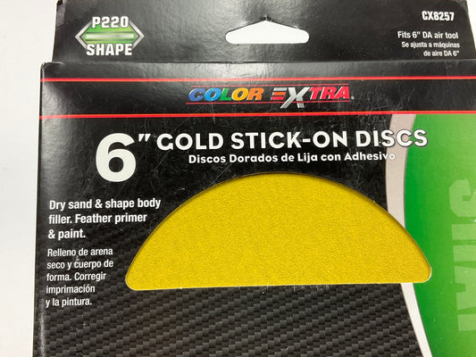 50 Discs - Color Extra CX8257 6'' Gold Stick-On PSA Sanding Discs, P220 Grit
