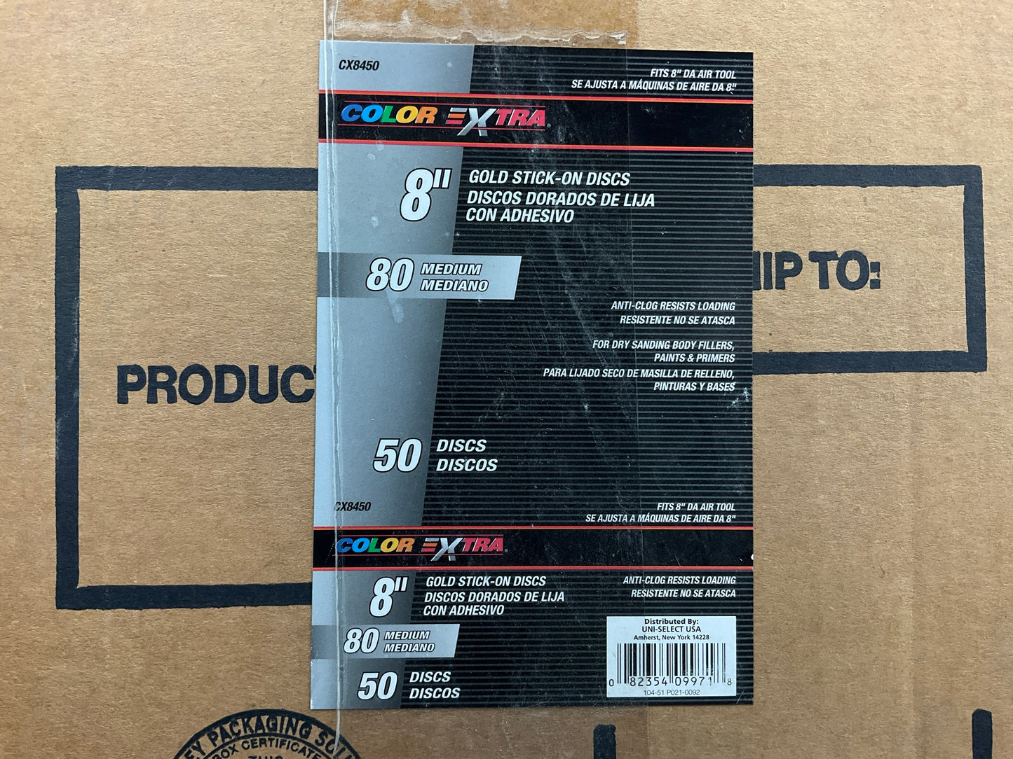 50 Discs - Color Extra CX8450 8'' Gold Stick-on PSA Sanding Discs, 80 Grit