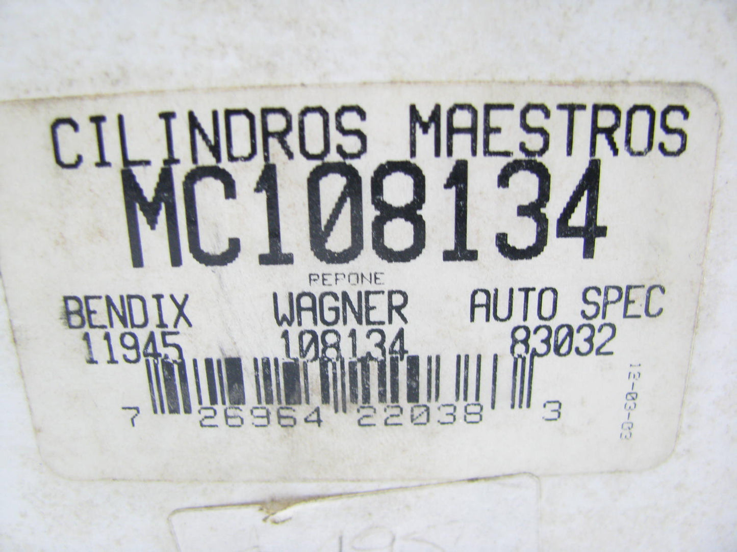 Coni-seal MC108134 Brake Master Cylinder With Reservoir