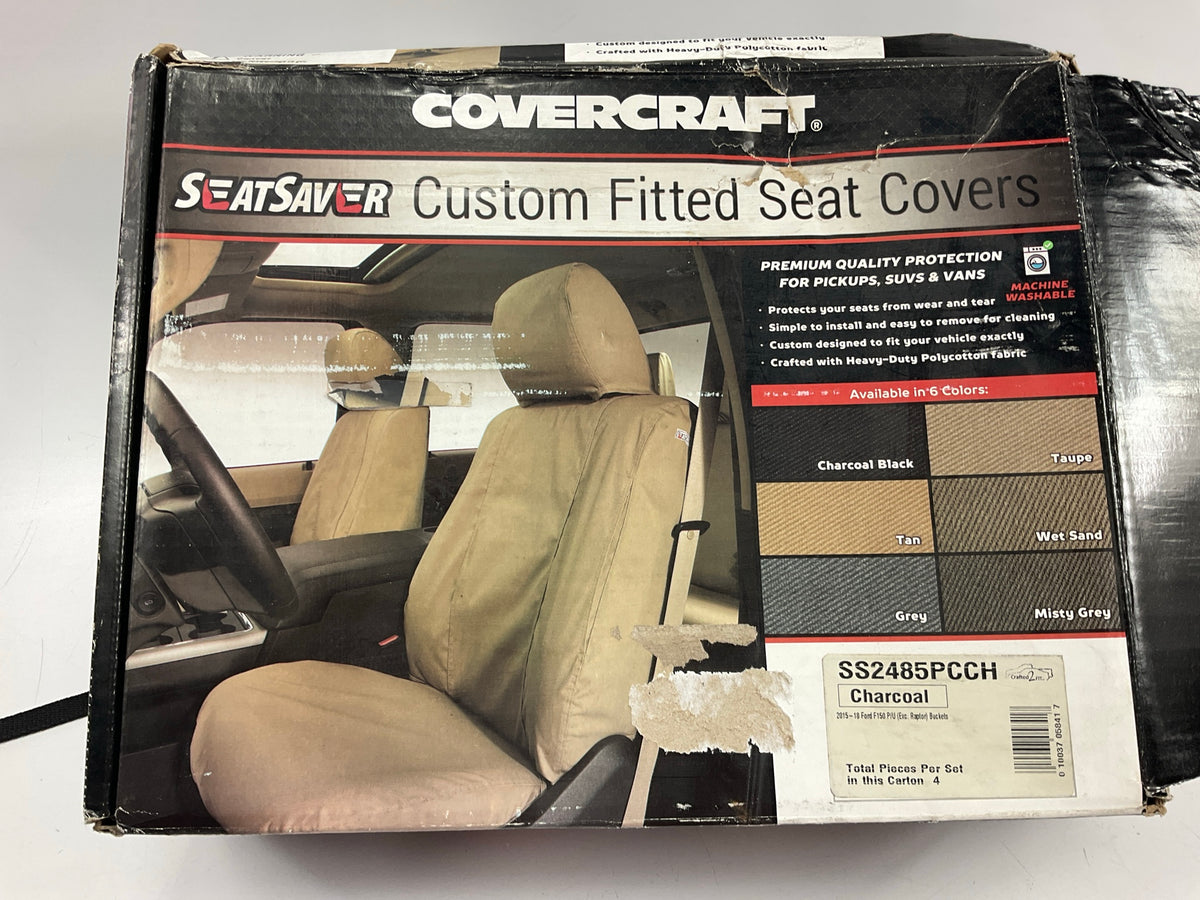 Covercraft SS2485PCCH Front 1st Row Seat Cover Kit - 15-18 Ford F-150, Charcoal