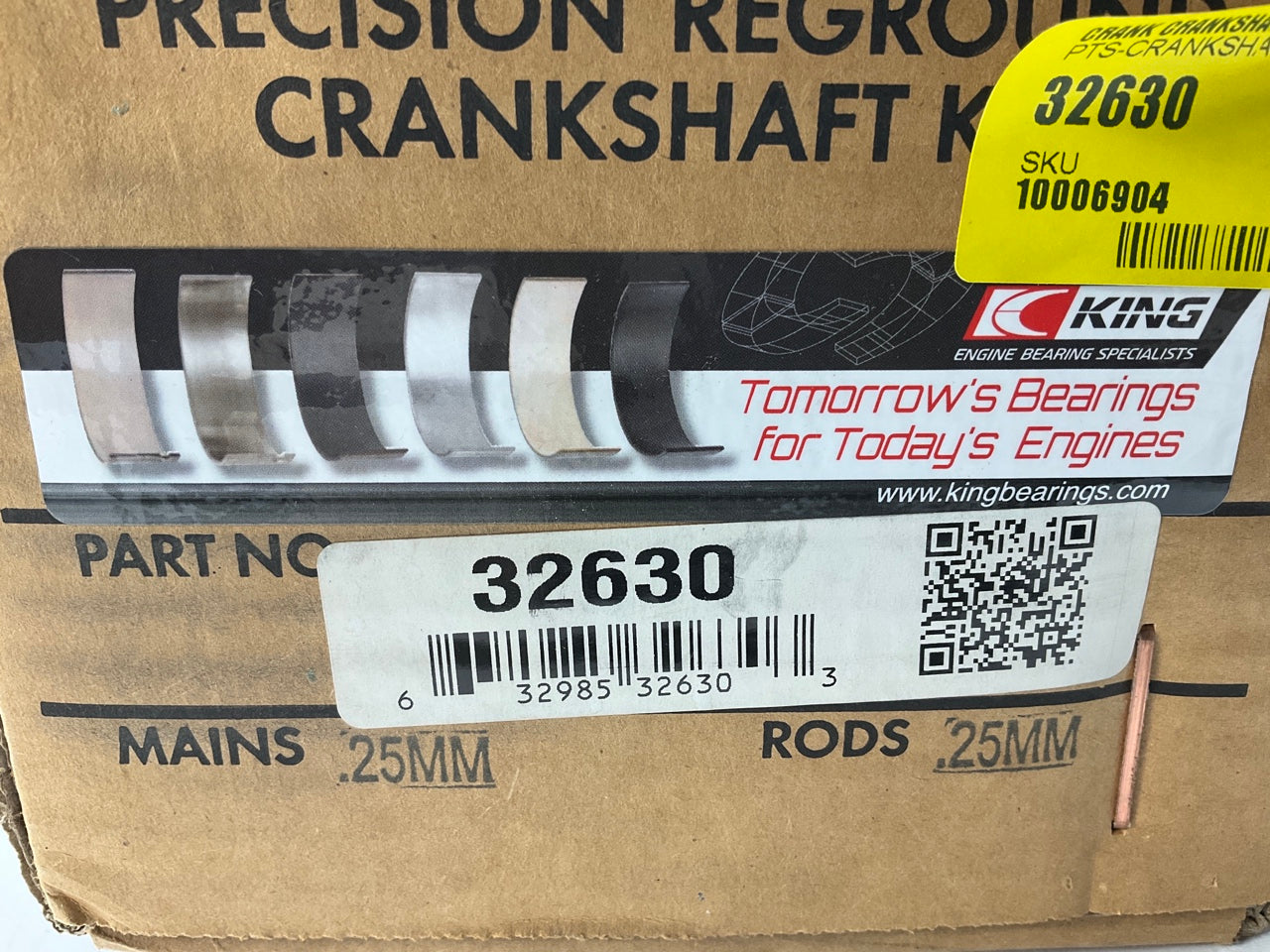 REMAN. 32630-25MM-25MM Crankshaft & Bearings, .25mm / .25mm 03-11 Toyota 2AZ-FE