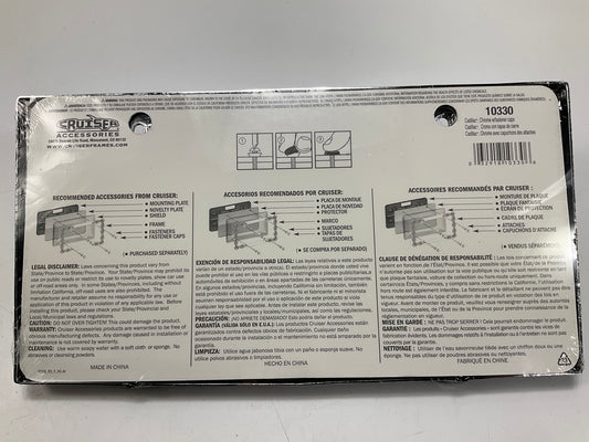 (2) Cruiser 10330 Cadillac Chrome License Plate Frame W/ Fastener Caps